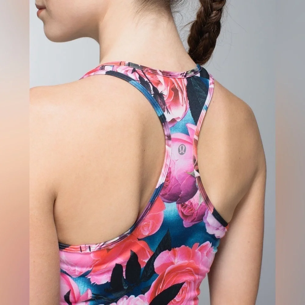 Lululemon Cool Racerback Tank in Floral Top Secret Garden S M